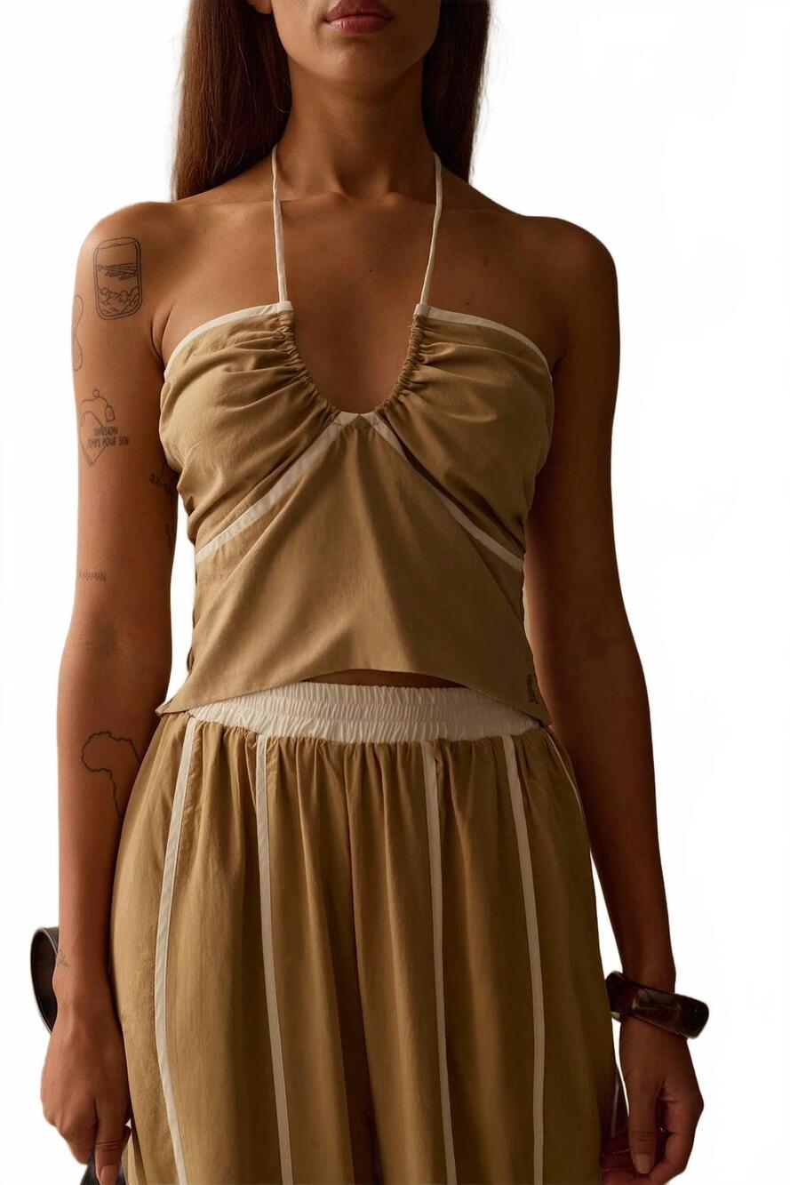 NEW SANCIA makena halter neck top in tan